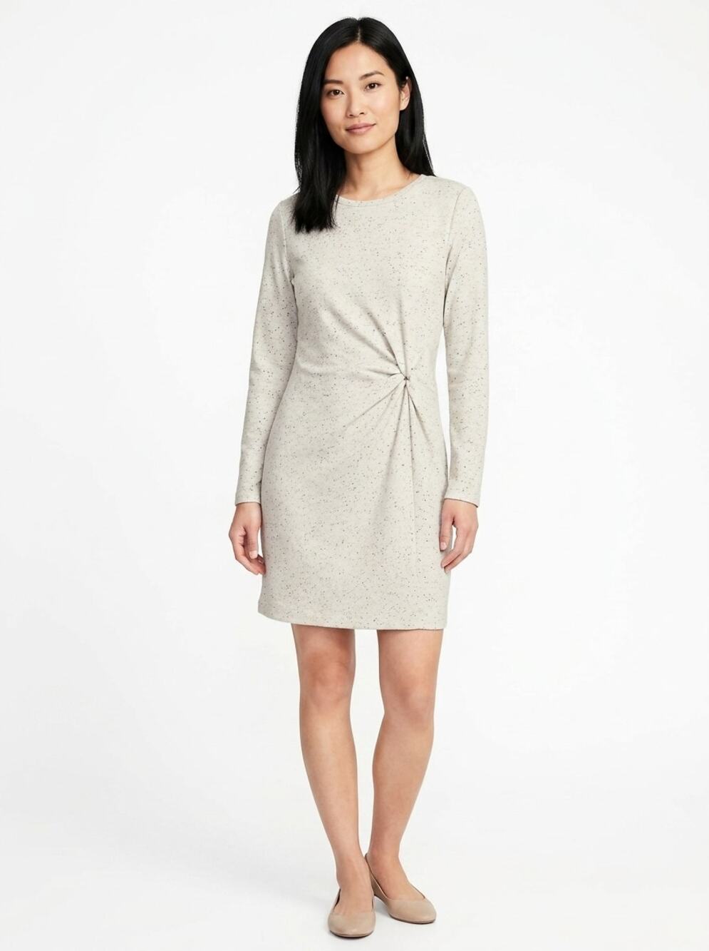 NWT Loft Gray Sheath Mini Ruched Knit Dress Women Petite Size MP